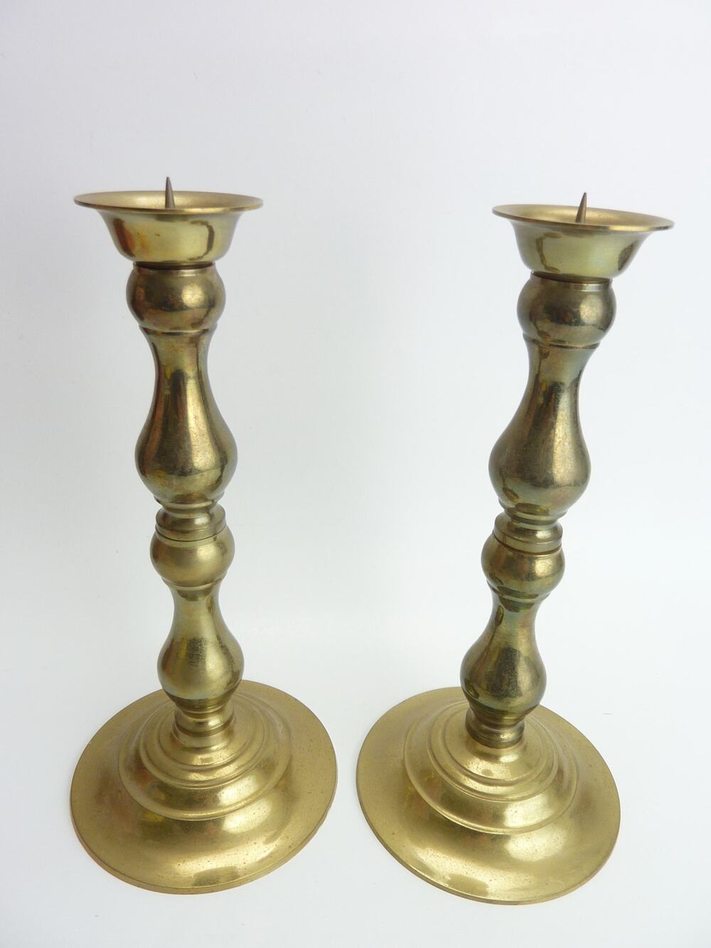 Vintage Pair Alter Gothic Brass Candle Stick Holders Centerpiece Statement